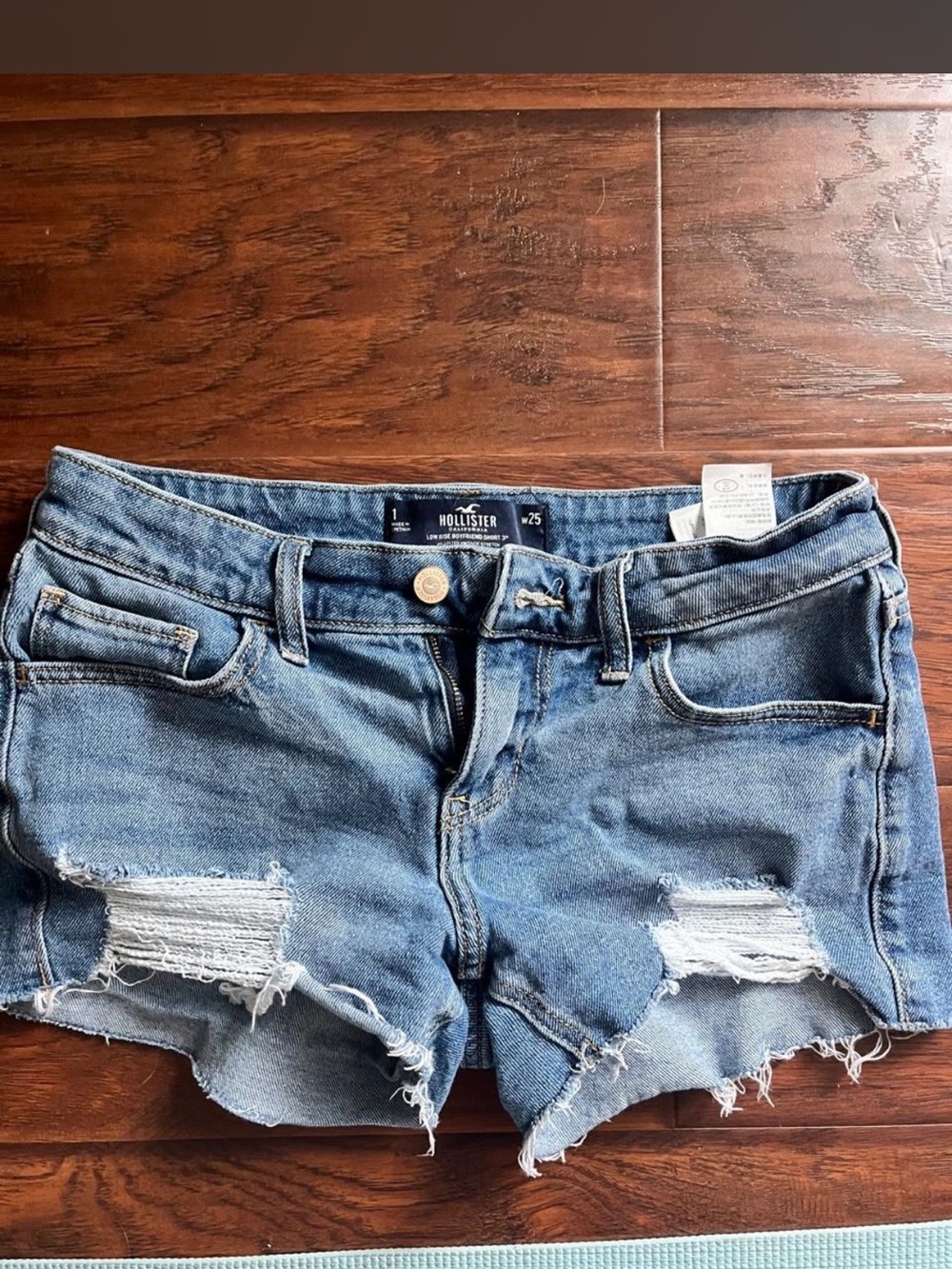 Hollister Women's Distressed Light Blue Denim Jean Shorts